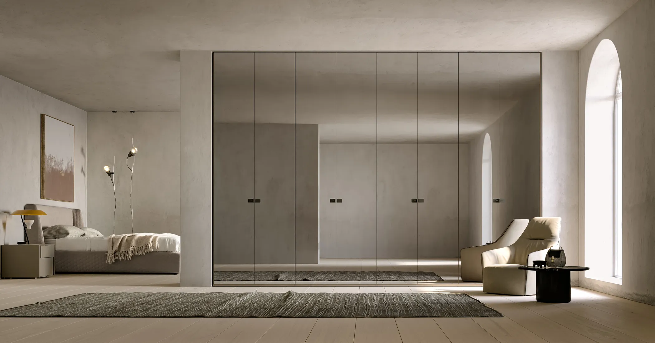 EOS Mobile TV Grande Con 2 Ante E Ripiani - Bianco Lucido, Largo 191 Cm, Made In Italy